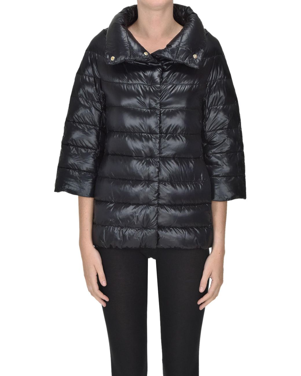 Herno Synthetic Quilted Cape Down Jacket in Black | Lyst