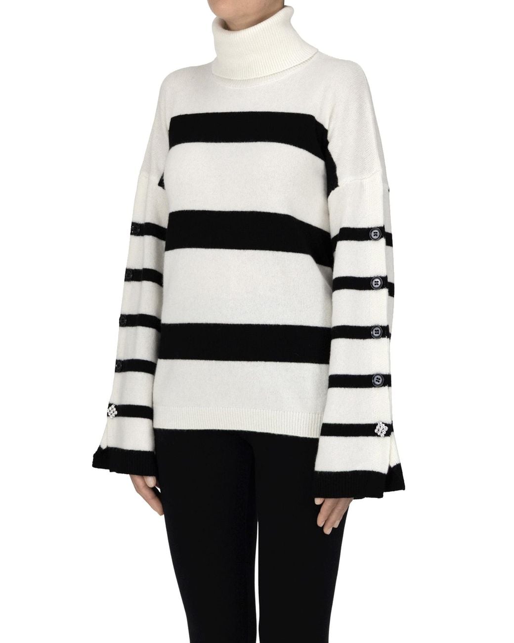 Liu Jo Black Striped Turtleneck Pullover