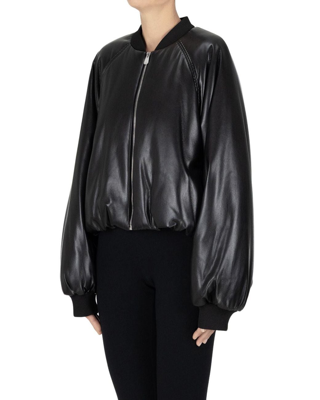 Pinko Black Brodo Eco-leather Bomber Jacket