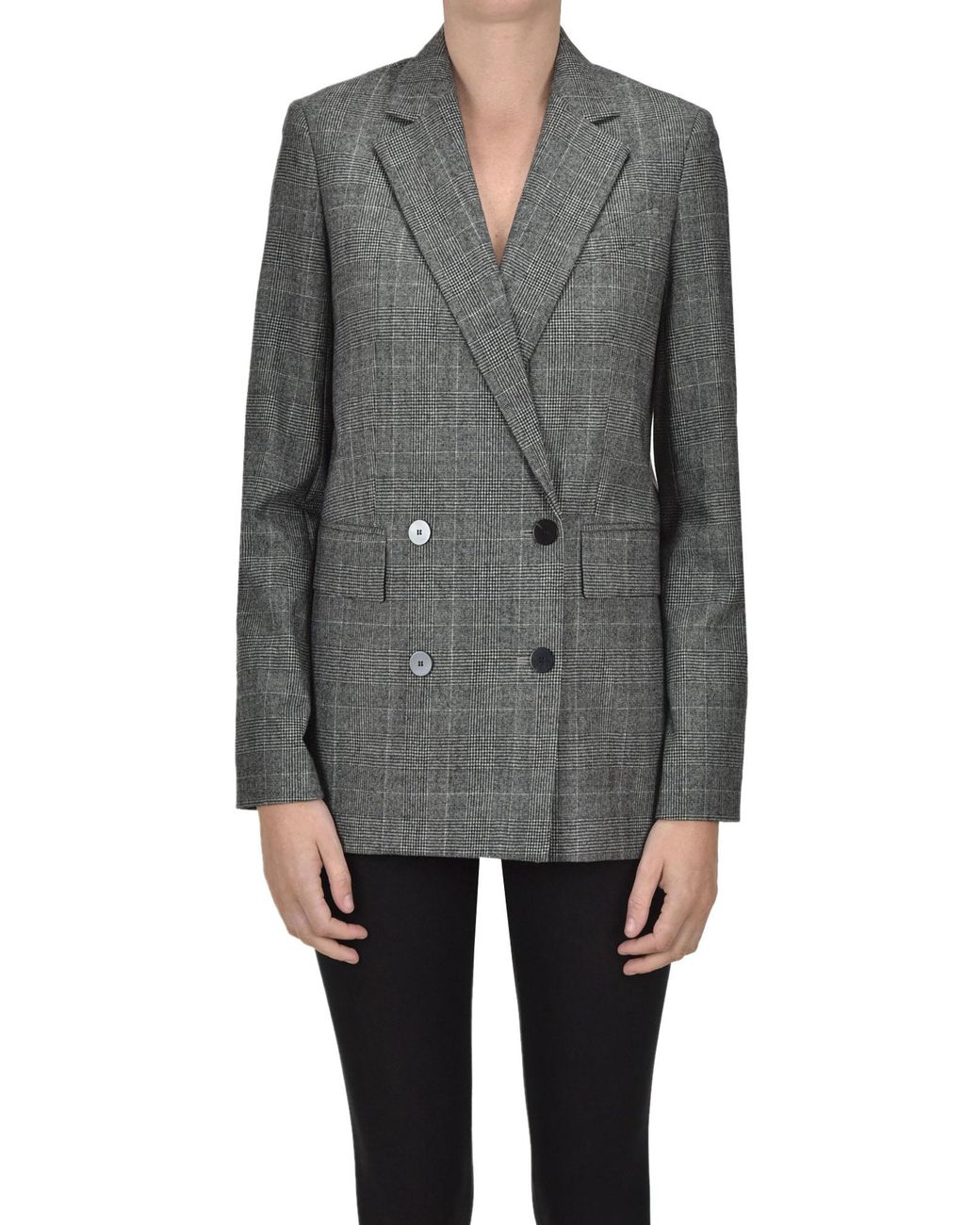 Theory Prince Of Wales Double-breasted Blazer in Black | Lyst