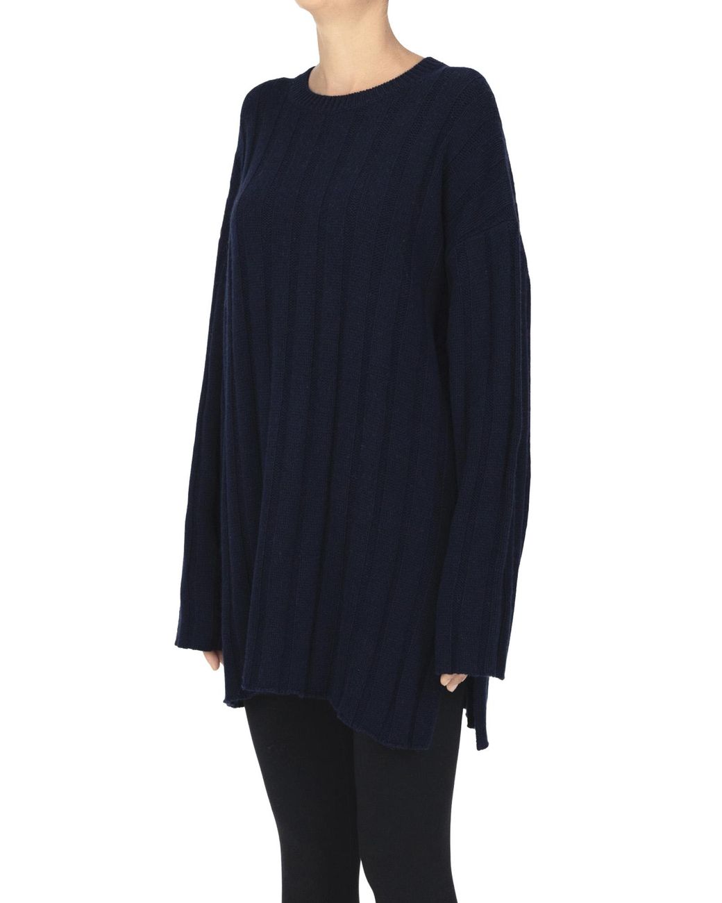 Allude Blue Ribbed Maxi Pullover