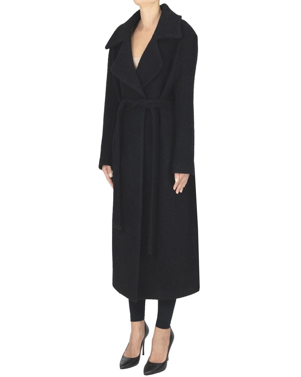 ELEH Black Double-breasted Wool Coat