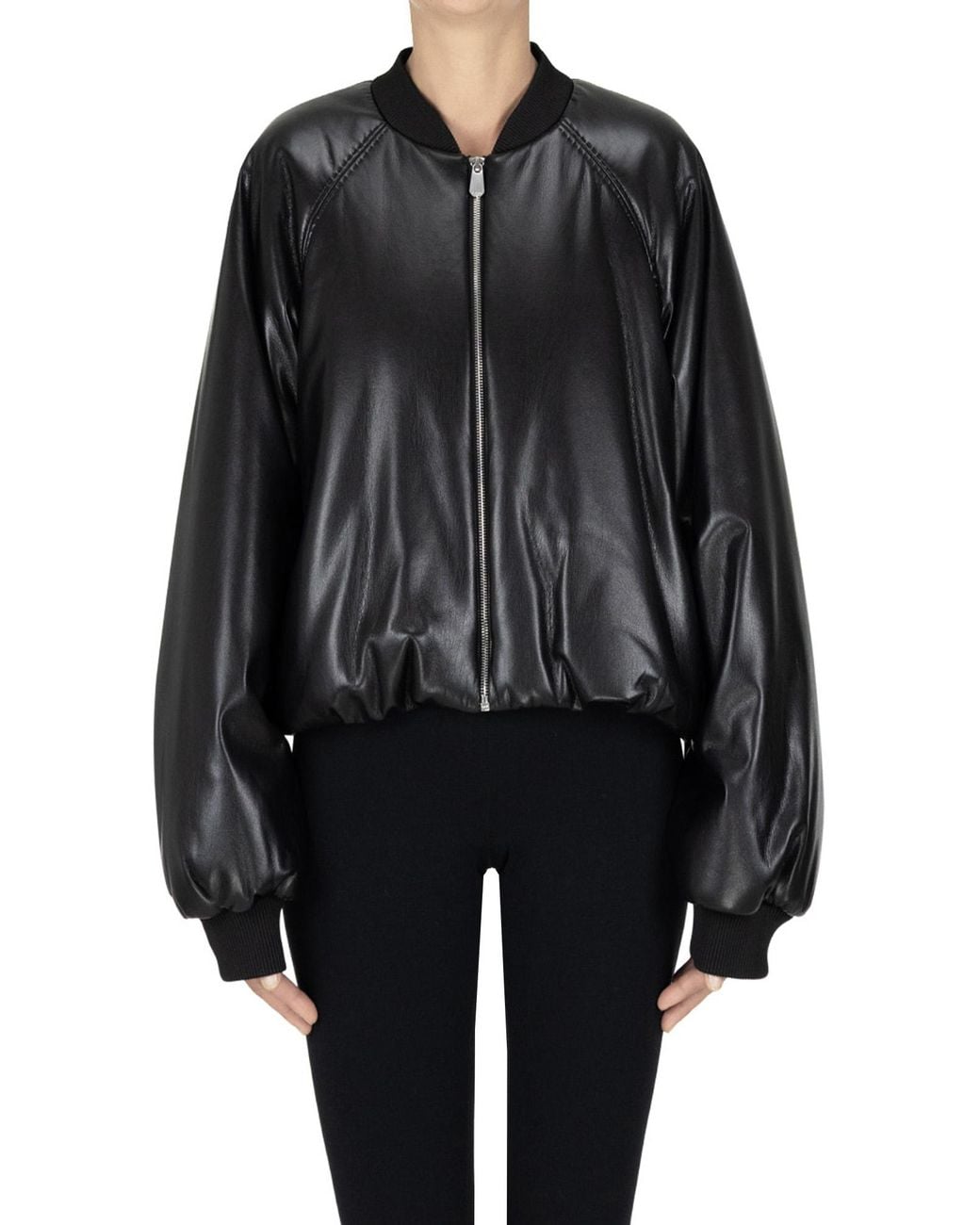 Pinko Black Brodo Eco-leather Bomber Jacket