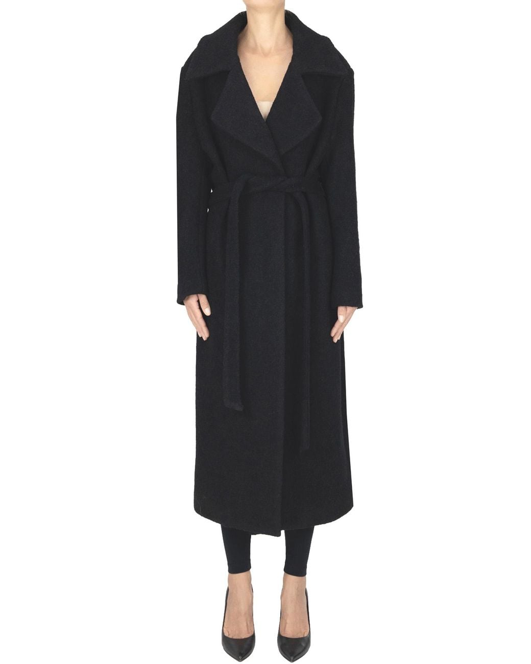 ELEH Black Double-breasted Wool Coat