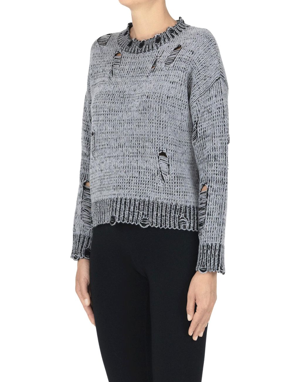Kujten Gray Brooke Destroyed Effect Pullover