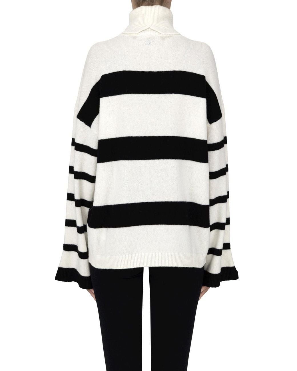 Liu Jo Black Striped Turtleneck Pullover