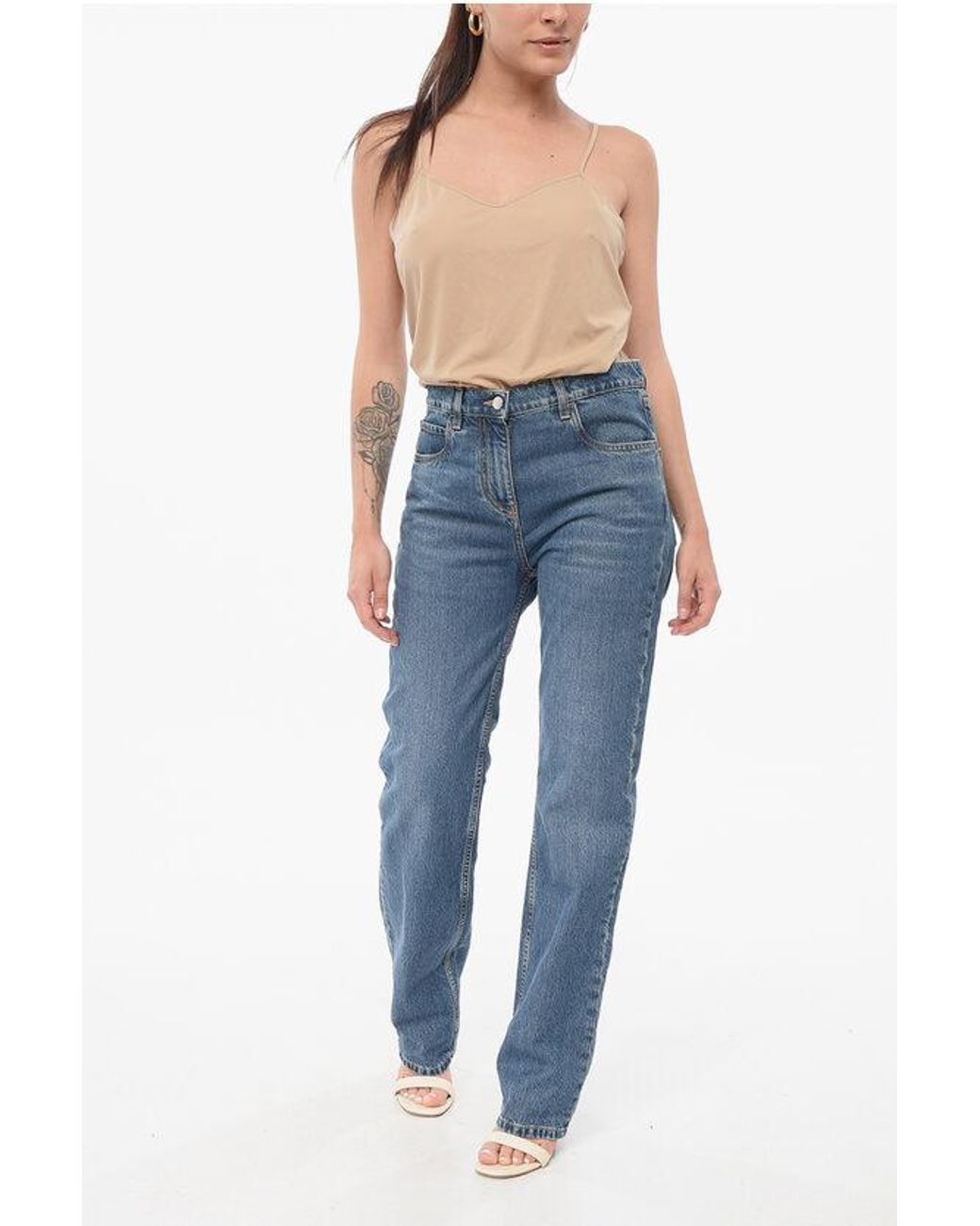 Etro Blue Denim Slim-Fit Jeans Dark-Wash With Embroidered Pockets 18Cm