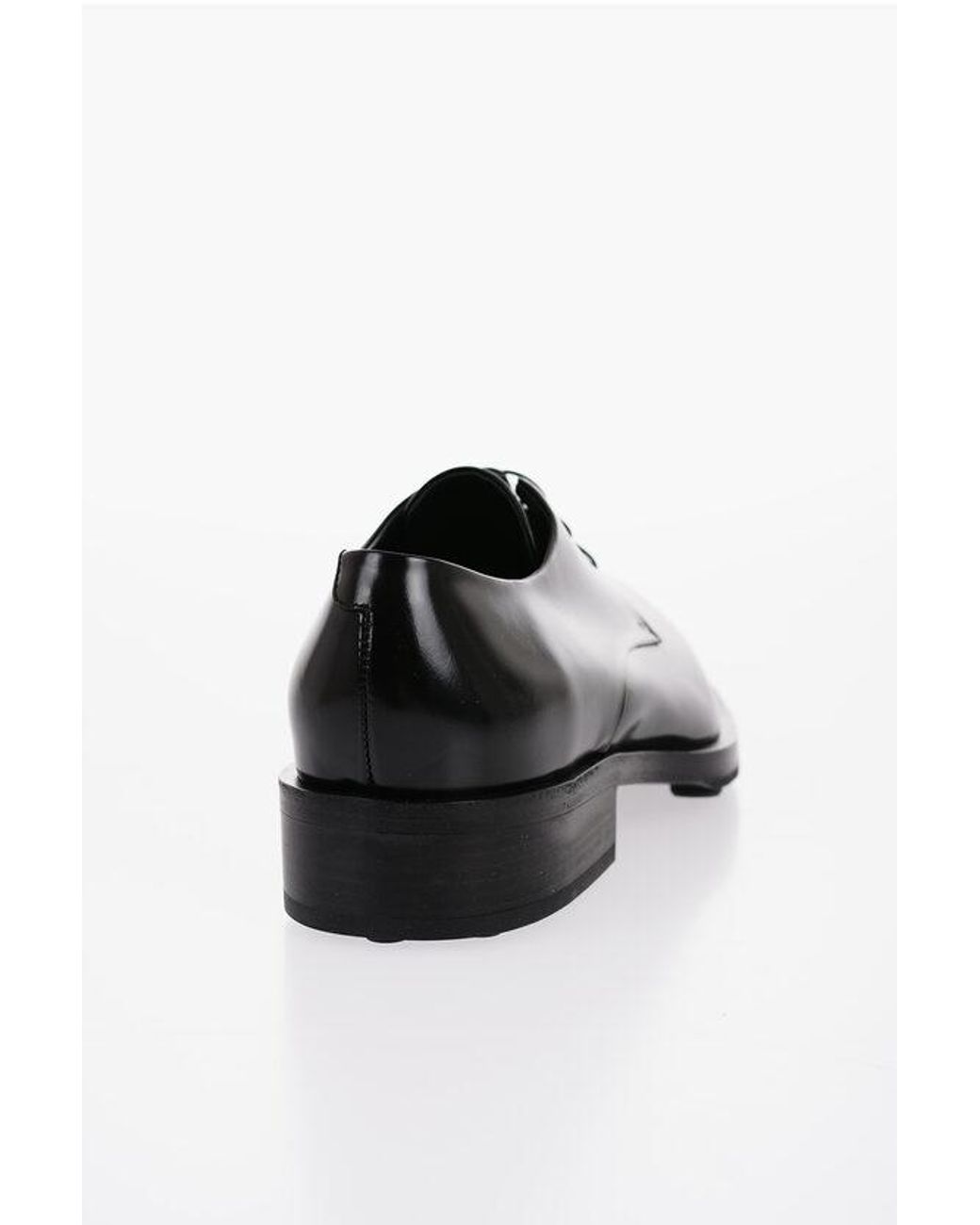 Jil Sander Point Toe Leather Derby Shoes With Rubber Sole in Black 