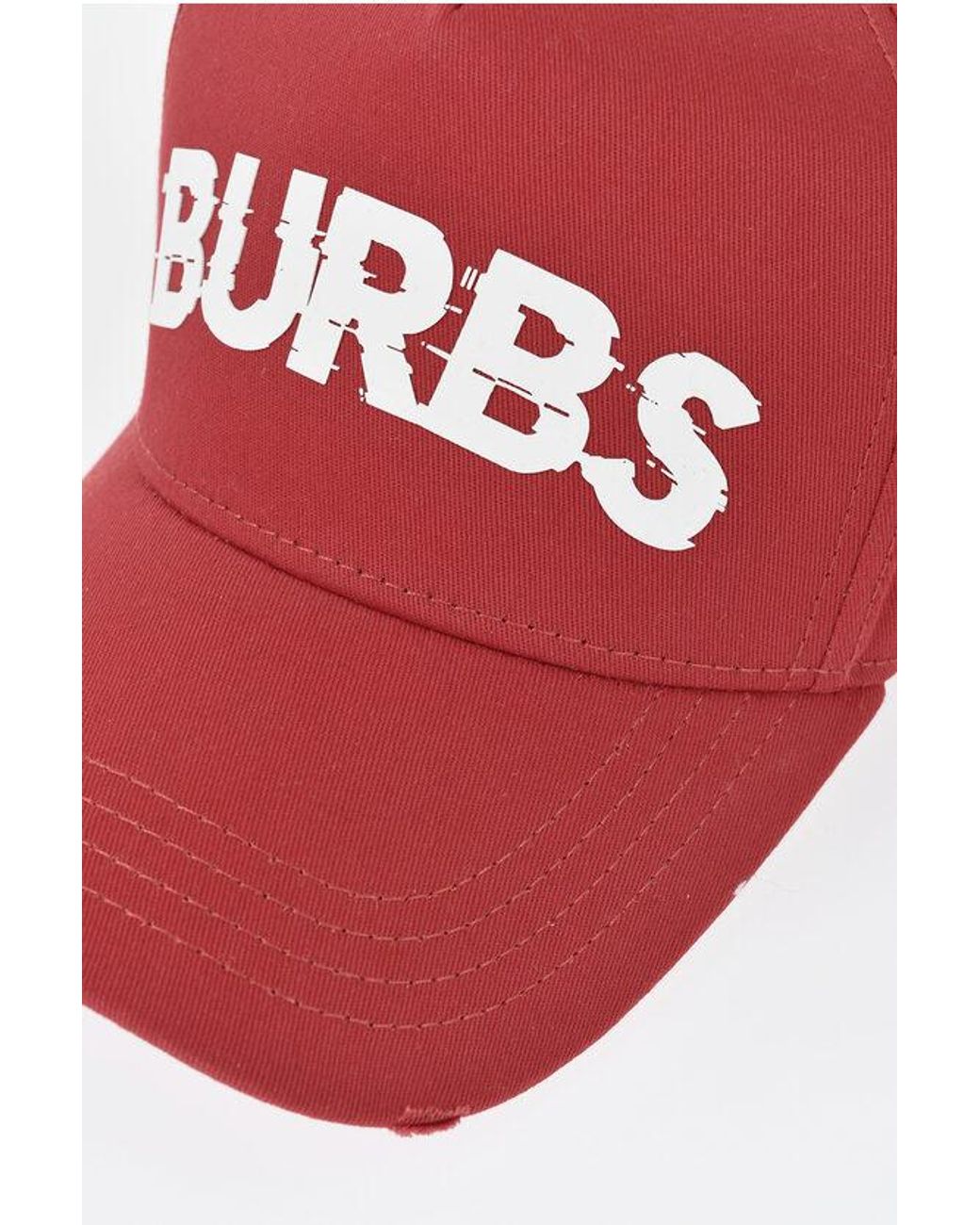 DSquared² Red Solid-Color Baseball Cap Burbs With Raised Detail for men