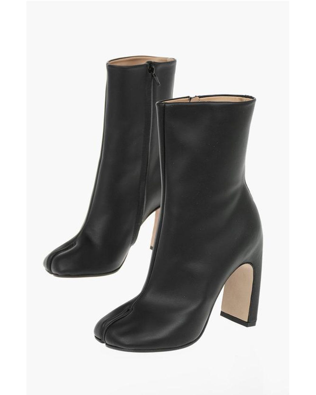 Maison Margiela Mm22 10Cm Side Zip Leather Tabi Boots in Black | Lyst UK