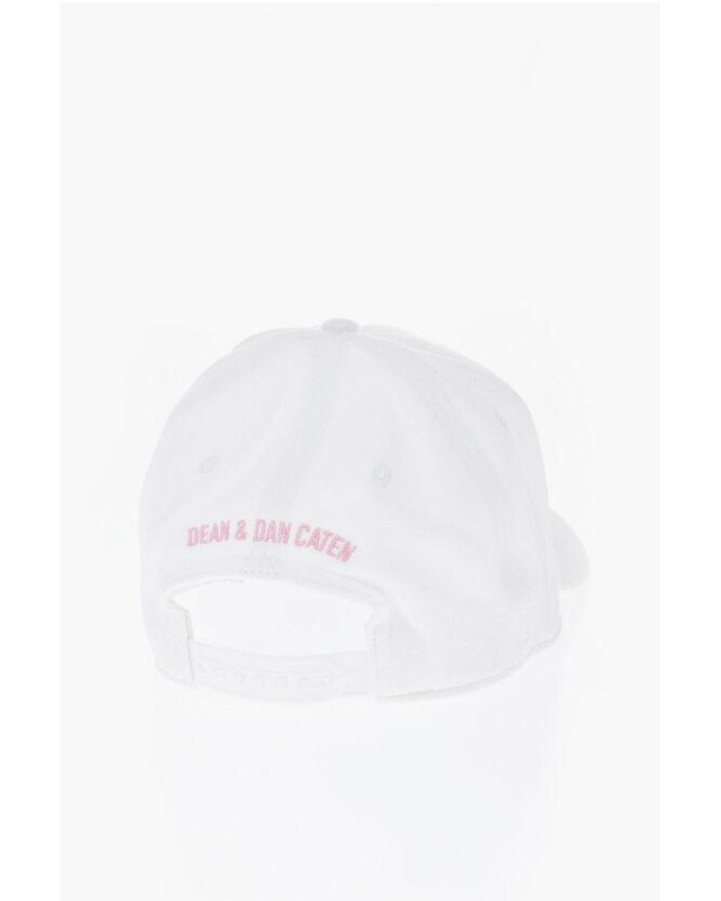 DSquared² White Icon Solid Color Baseball Cap With Cracked Print for men