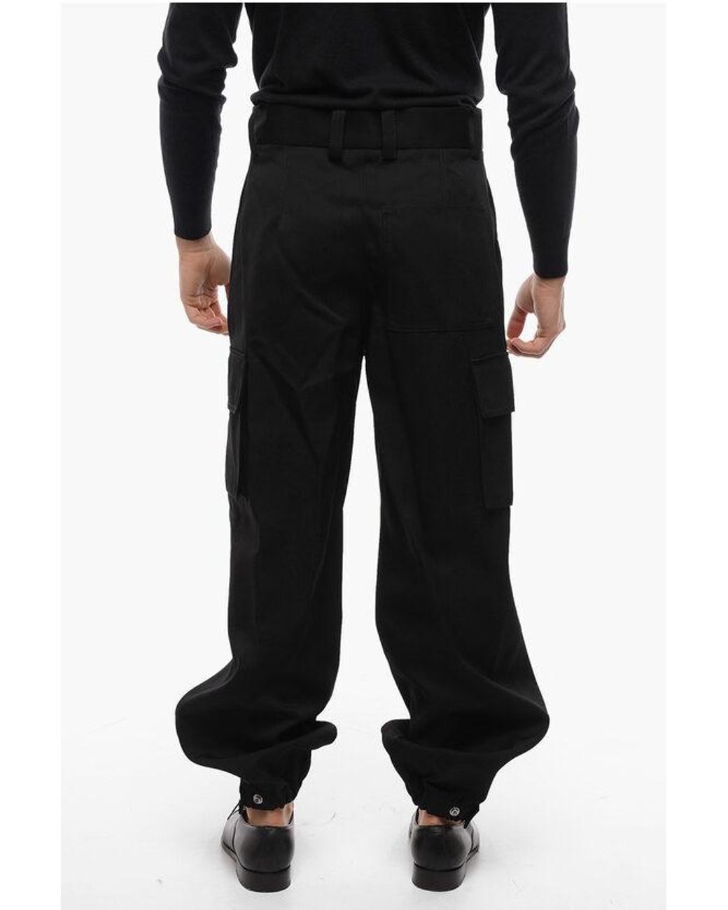 【関税＆送料込み】Bottega Veneta Wool Cargo Trousers Bottega Veneta Wool Cargo Pants With Elastic Cuffs in Black
