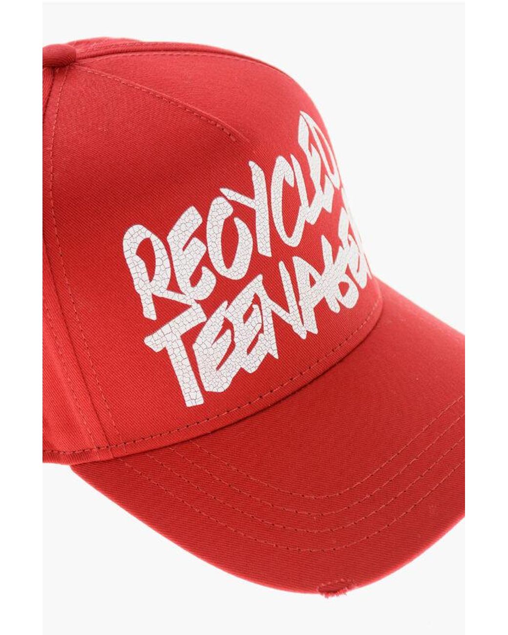 DSquared² Red Baseball Cap Teenager With Print for men
