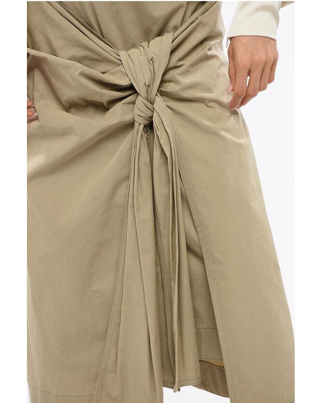Bottega Veneta Natural Poplin Midi Skirt With Front Draping