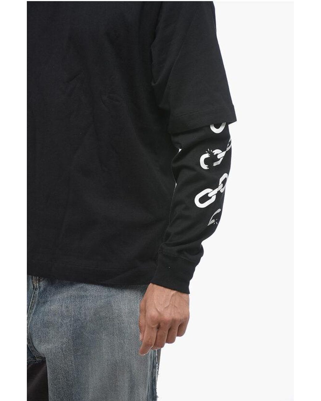 Off White c o Virgil Abloh Double Layer Printed Chain Long Sleeved T Shirt in Black for Men Lyst UK