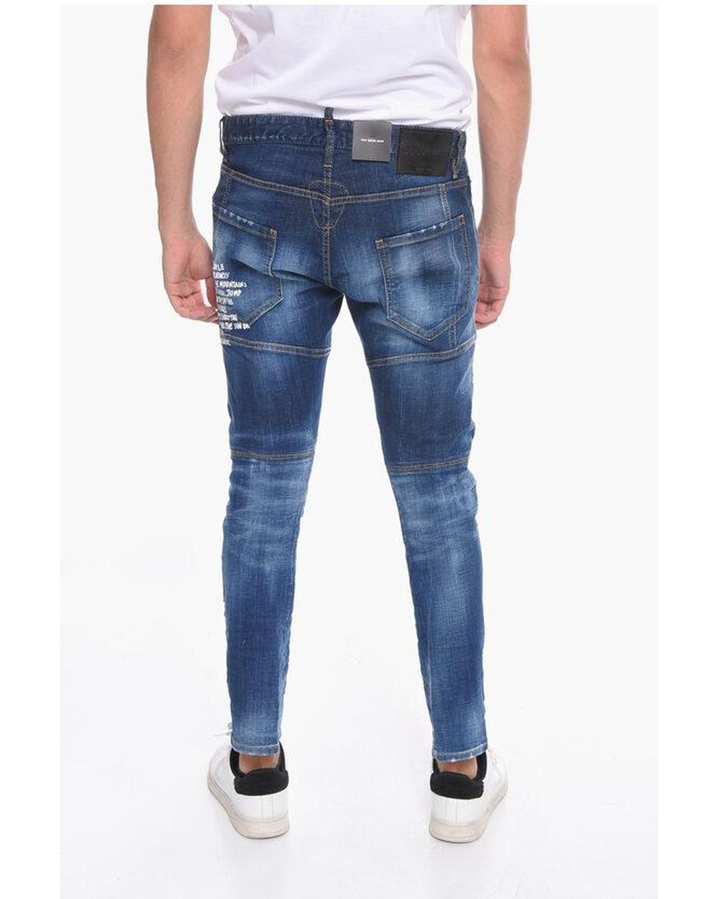 DSquared Tidy Biker Denims With Tapered Fit in Blue for Men Lyst UK