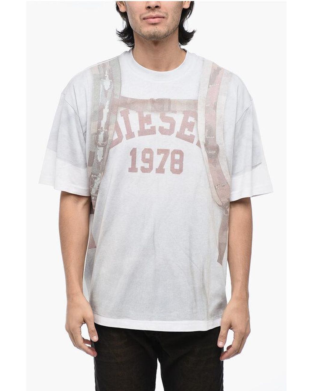 【送料&関税込】Diesel Trompe Loeil Cracked Print T-shirt Men's T-shirt with trompe l'oeil cracked print | Multicolor
