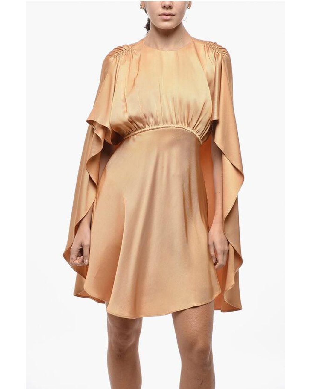 Zimmermann Natural Viscose Dress Eden With Cape Sleeves