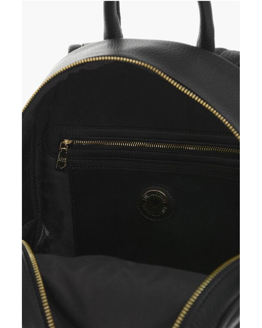 Moschino Black Love Hammered Eco-Leather Backpack With Embossed Logo