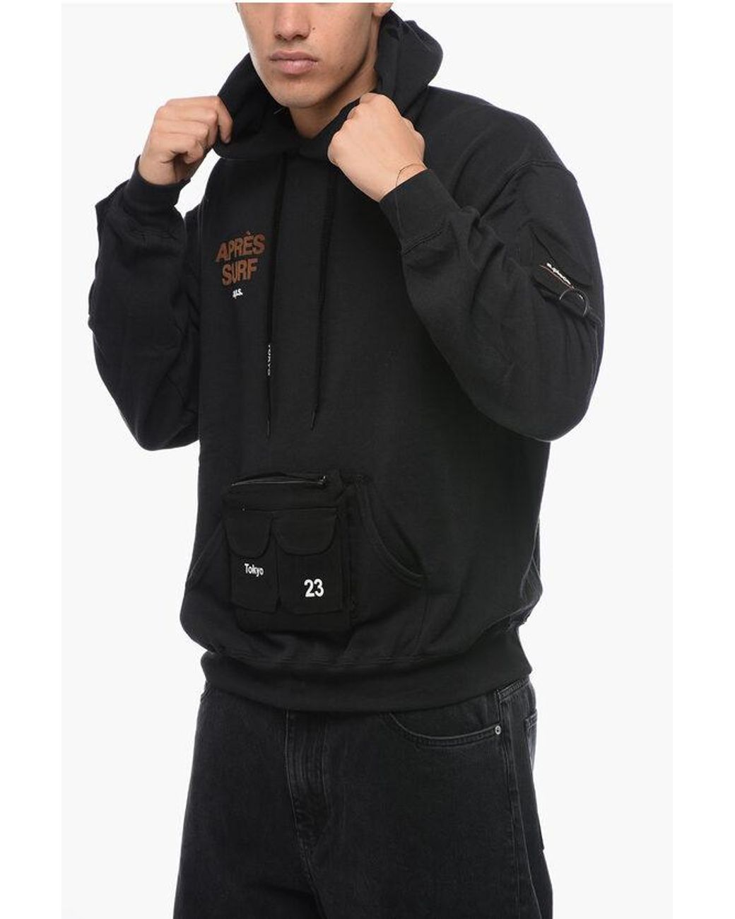 APRES SURF Maxi Cotton Hoodie With Breast Pocket in Black for Men Lyst UK