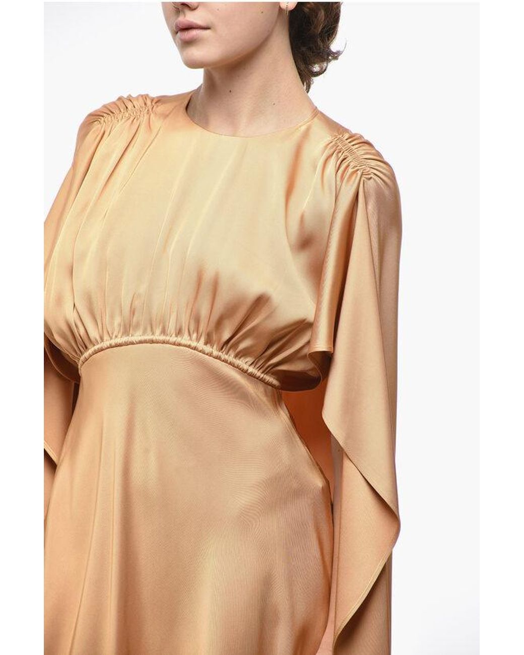 Zimmermann Natural Viscose Dress Eden With Cape Sleeves