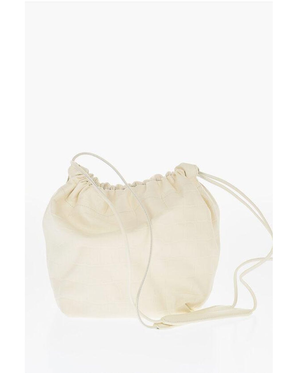 トートバッグ Jil Sander Cream fur Dumpling bucket bag Jil Sander Cream Fur Dumpling Bucket Bag in Natural | Lyst