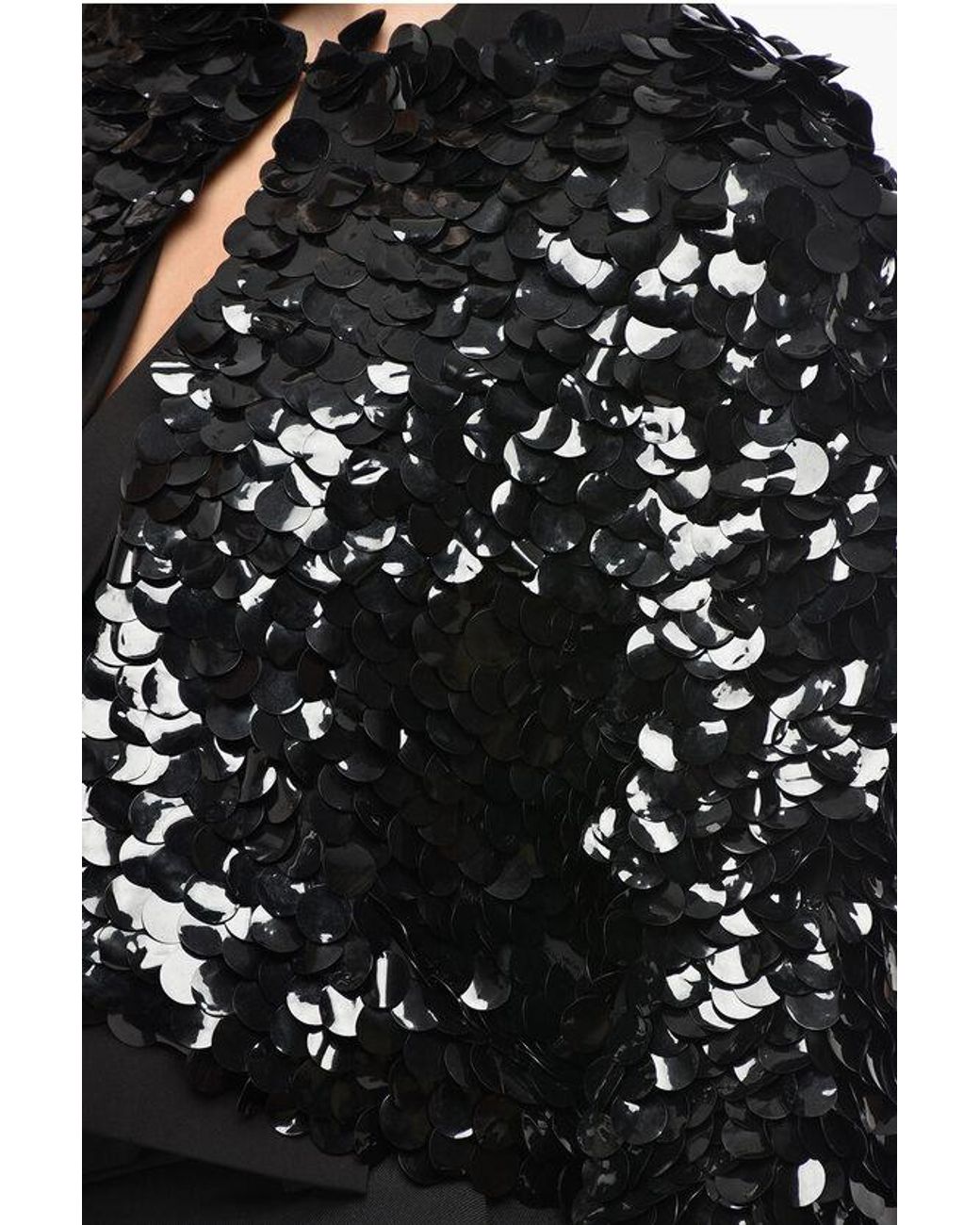 P.A.R.O.S.H. Black Sequin Cardigan With 3/4 Sleeves