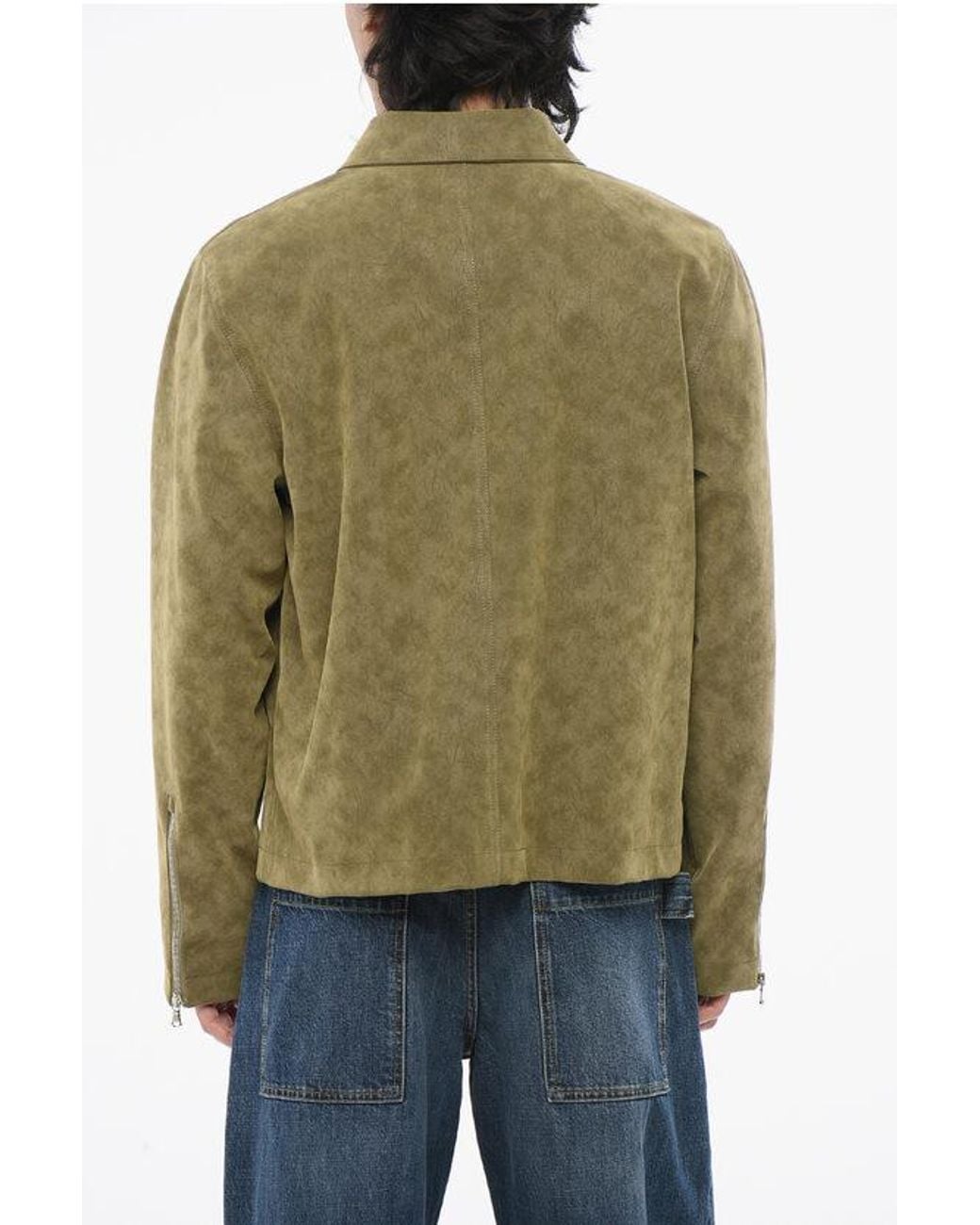 Séfr Zip-Up Bardem Eco-Suede Jacket in Green for Men | Lyst UK
