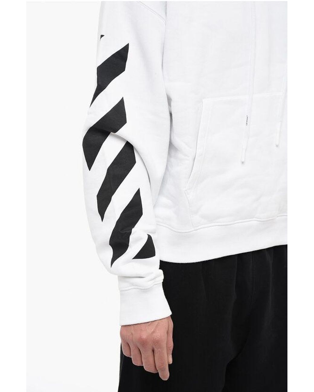 Off White c o Virgil Abloh Permanent Hoodie Diag Helvetica With Front Pocket in White for Men Lyst UK