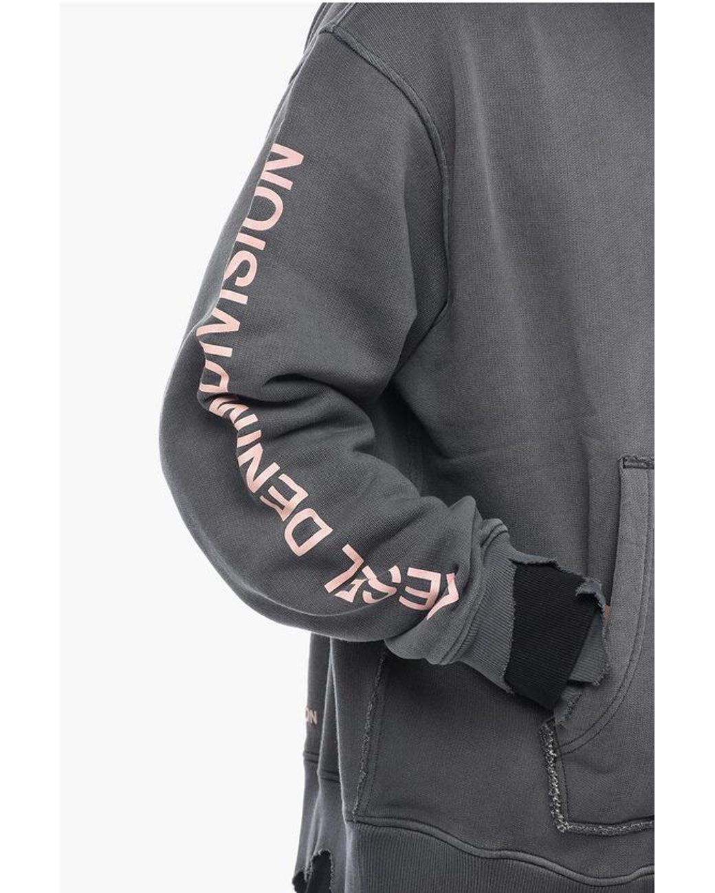 ◆DIESEL 最新作◆S-Macsrot コットン フーディ/Gray◆ S-MACS-HOOD-OD Men: Oversized black hoodie metallic logo