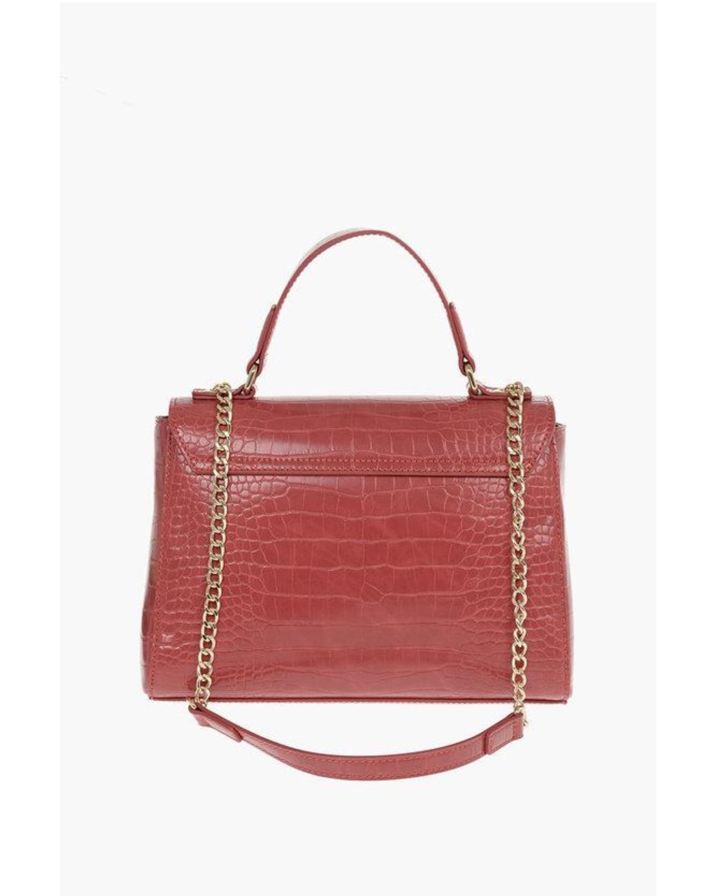Moschino Red Love Crocodile-Print Eco-Leather Top-Handle Bag