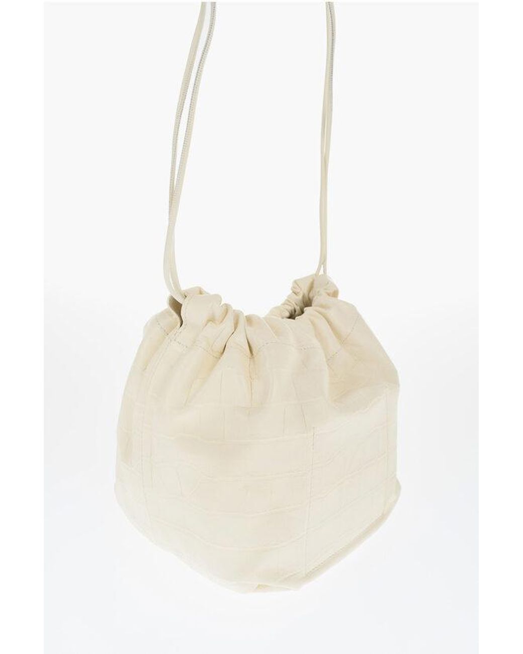 Jil Sander Crocodile Printed Leather Dumpling Bucket Bag in
