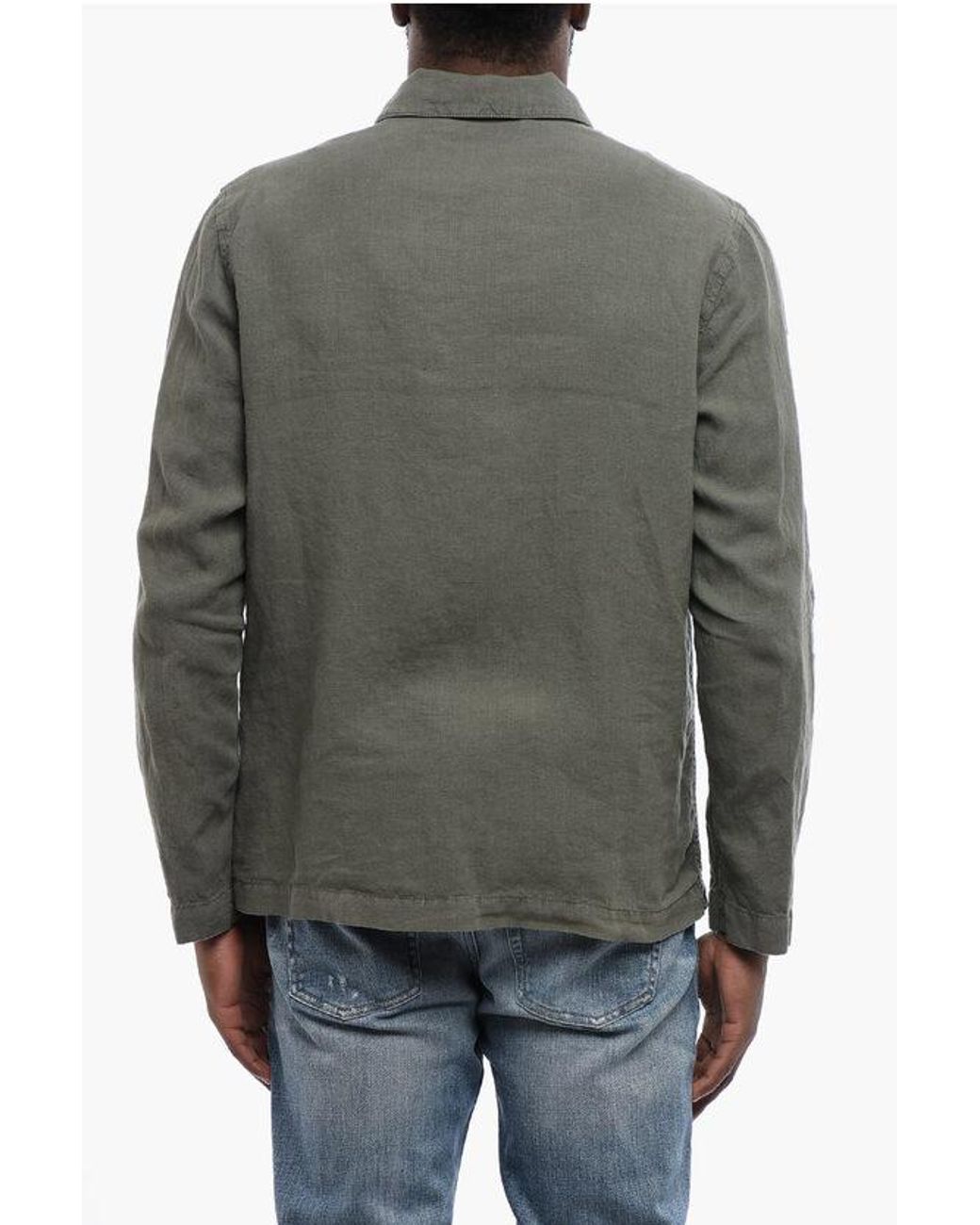 Altea Gray Linen Overshirt Derby for men