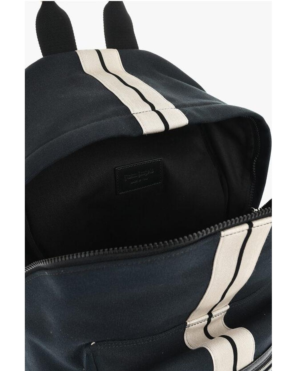 Palm Angels Black Maxi Cotton Backpack With Leather Trim for men