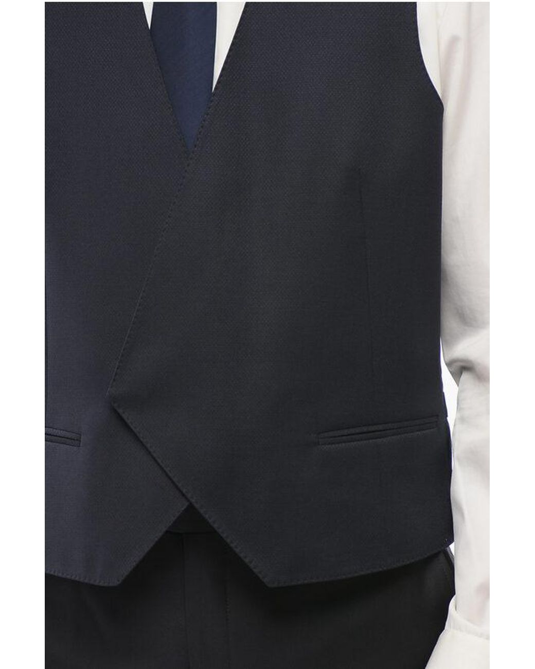Corneliani Blue Double-Breasted Waistcoat With Geometric Pattern for men