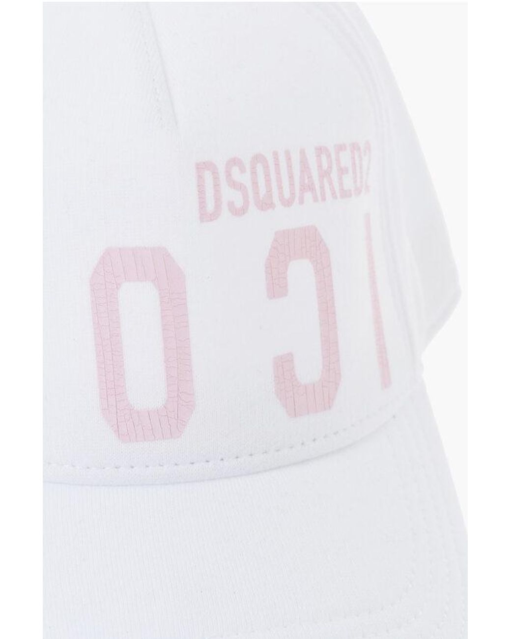 DSquared² White Icon Solid Color Baseball Cap With Cracked Print for men