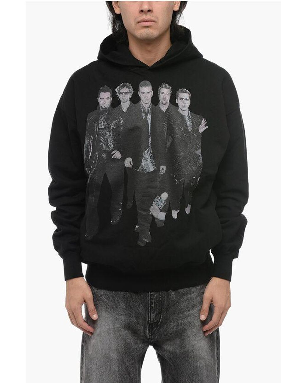 1989 STUDIO Printed Brushed Cotton Nsync Hoodie in Black for Men Lyst UK