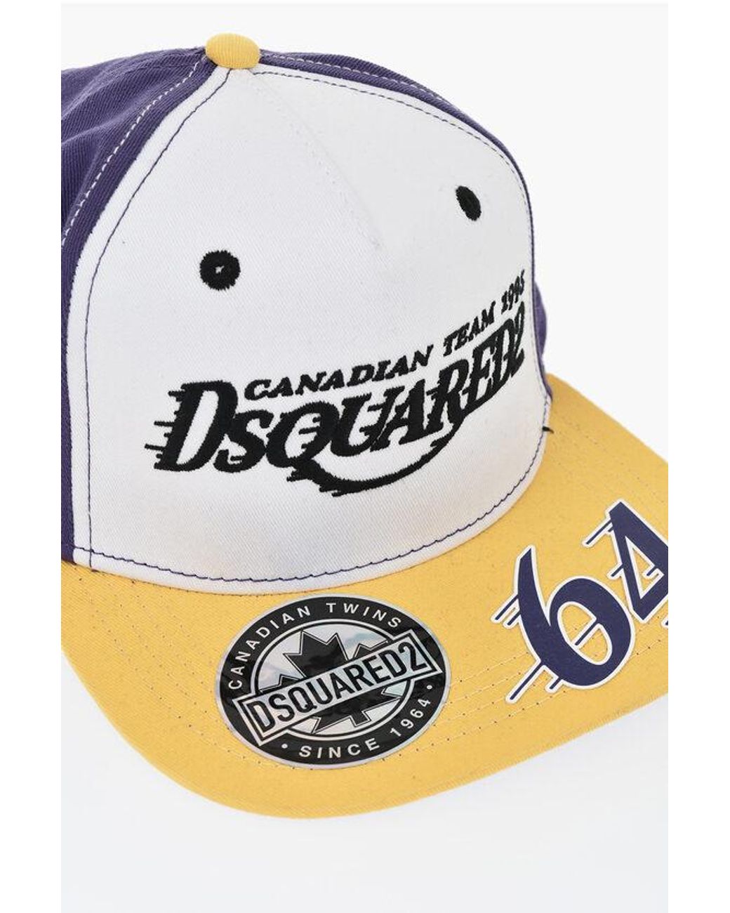 DSquared² Blue Color Block Baseball Cap With Embossed Print for men