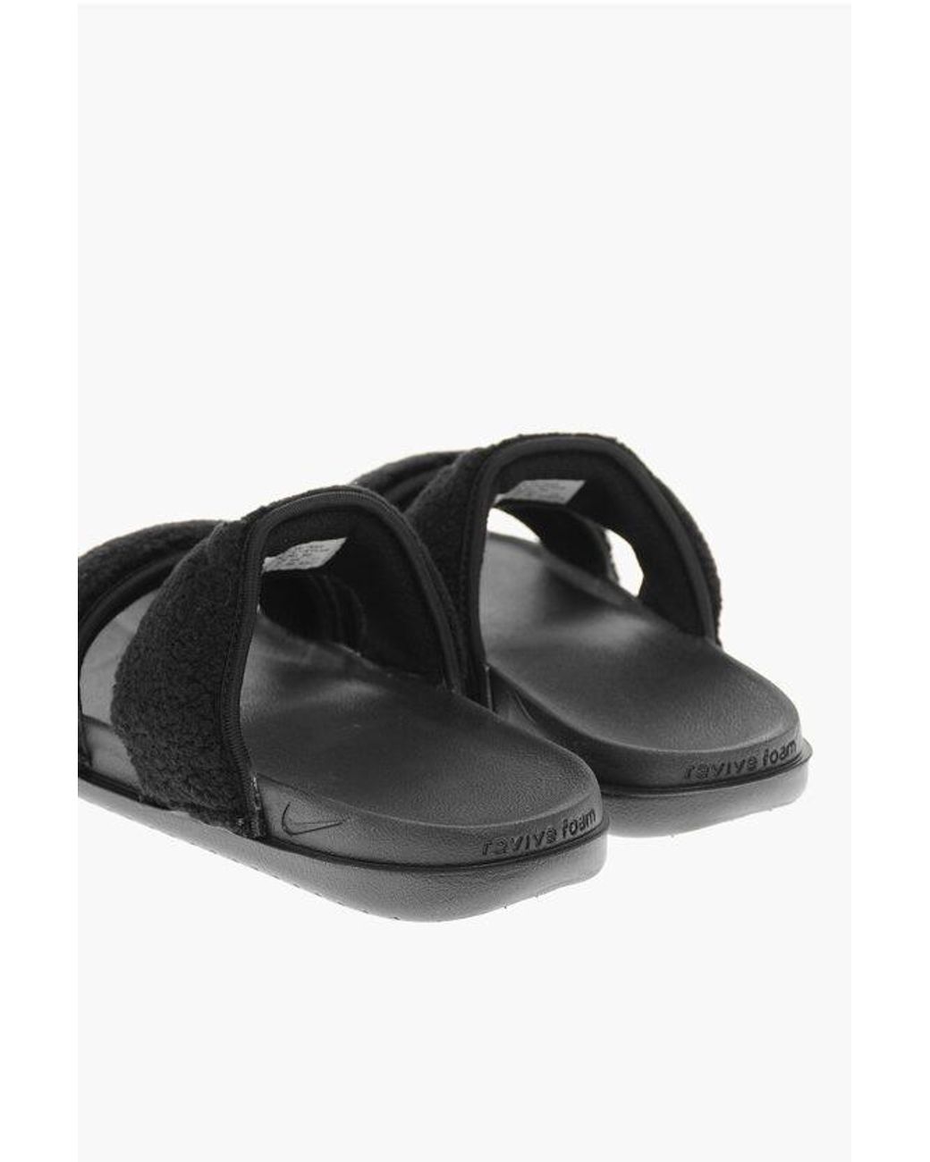 nike black fur slides