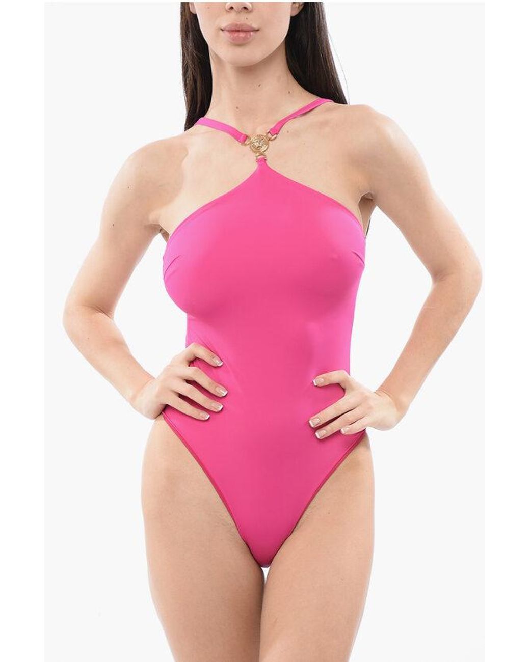 medusa pink versace swimsuit