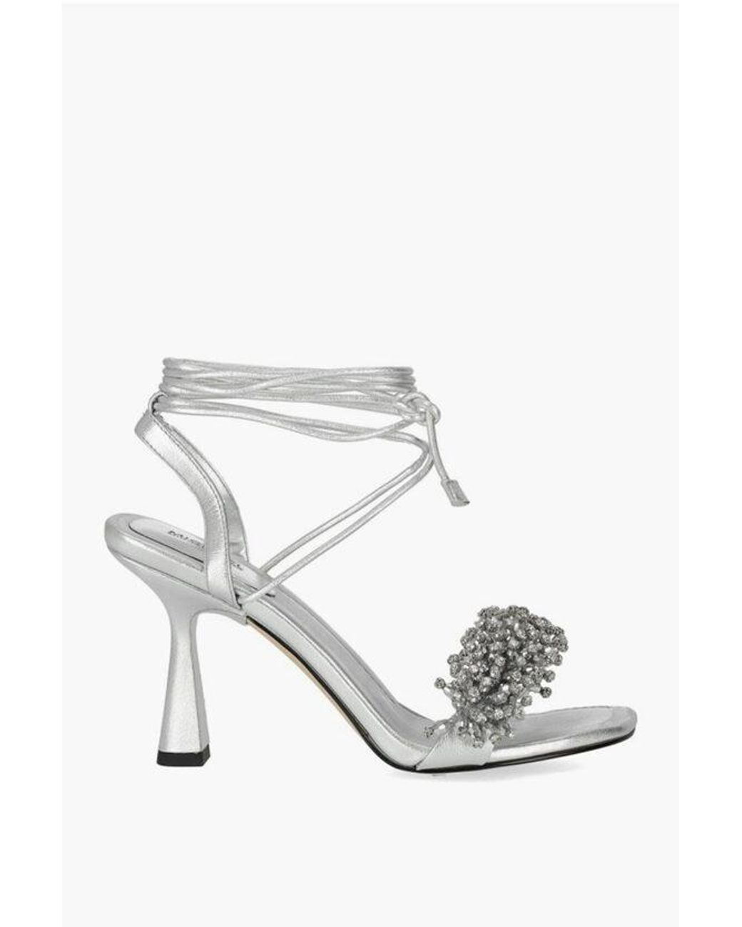 Michael Kors Michael Metallic Leather Lucia Lace Up Sandal With Jewels Em in Grey Lyst UK