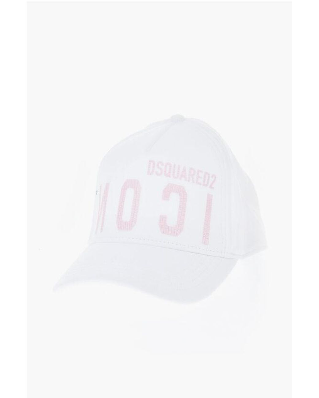 DSquared² White Icon Solid Color Baseball Cap With Cracked Print for men
