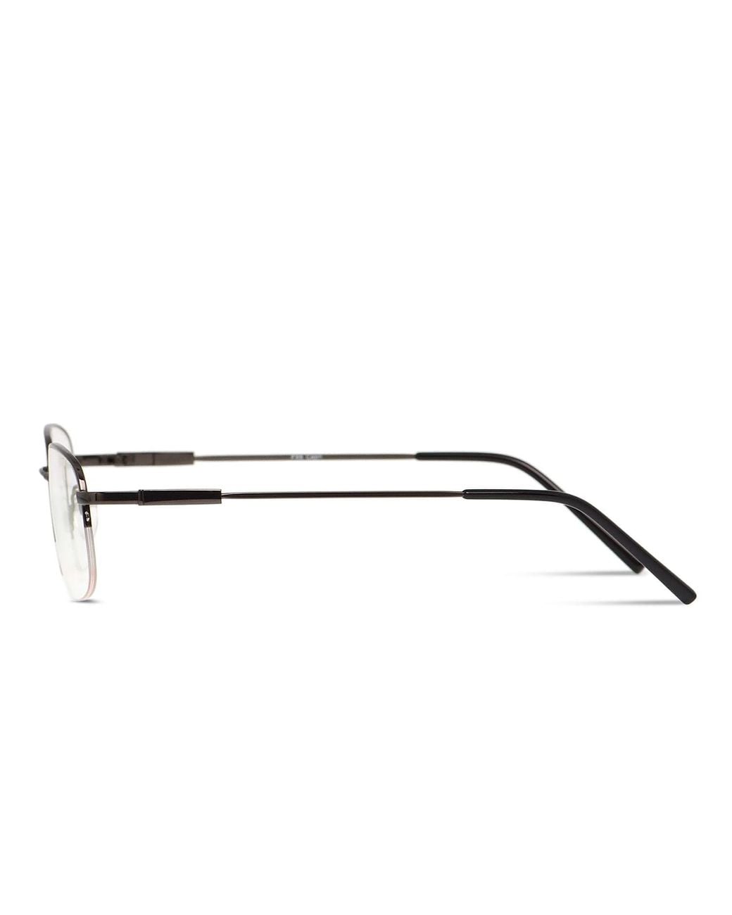 Oublie Black Gunmetal Semi-Rimless Square Eyeglasses for men