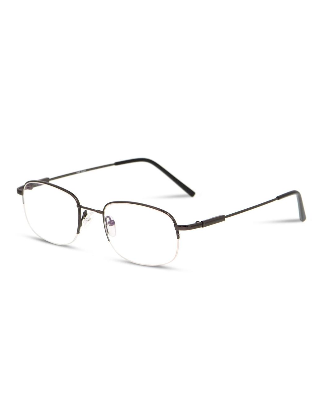 Oublie Black Gunmetal Semi-Rimless Square Eyeglasses for men