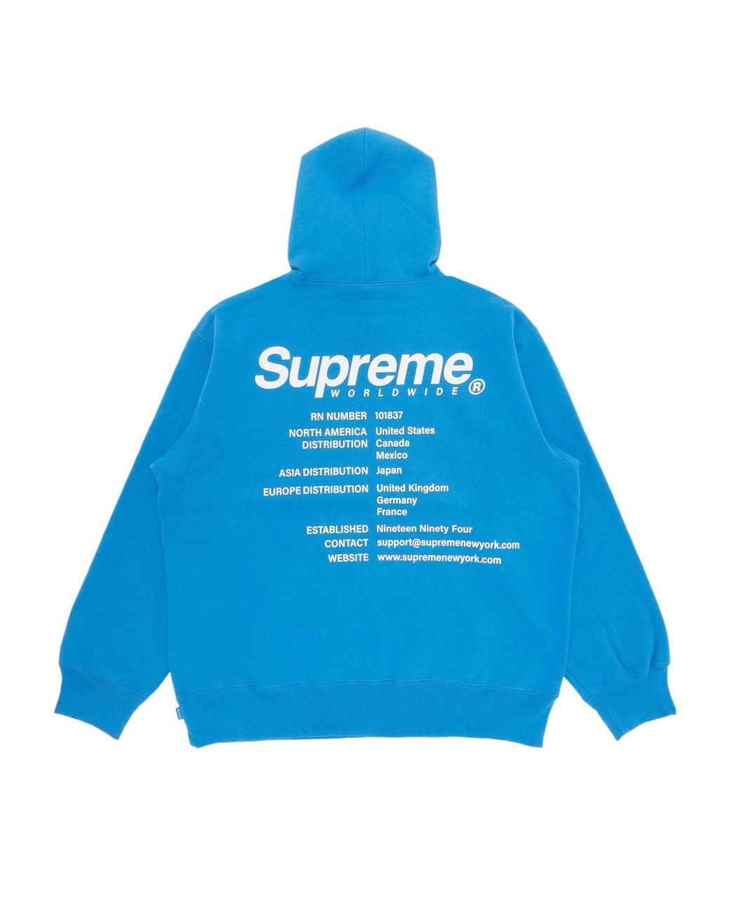 Supreme Men's Worldwide Hooded Sweatshirt 'blue'