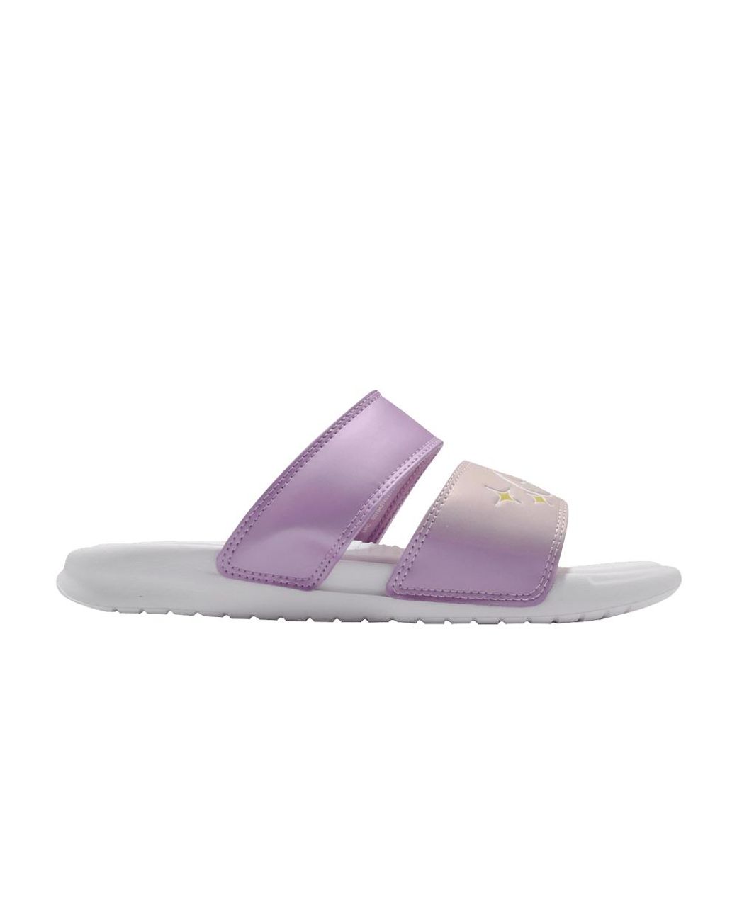 nike benassi purple and gold