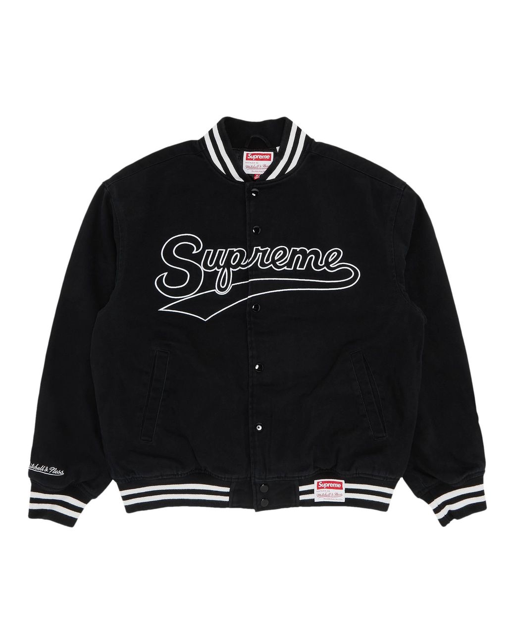 Supreme X Mitchell & Ness Doughboy Twill Varsity Jacket 'black