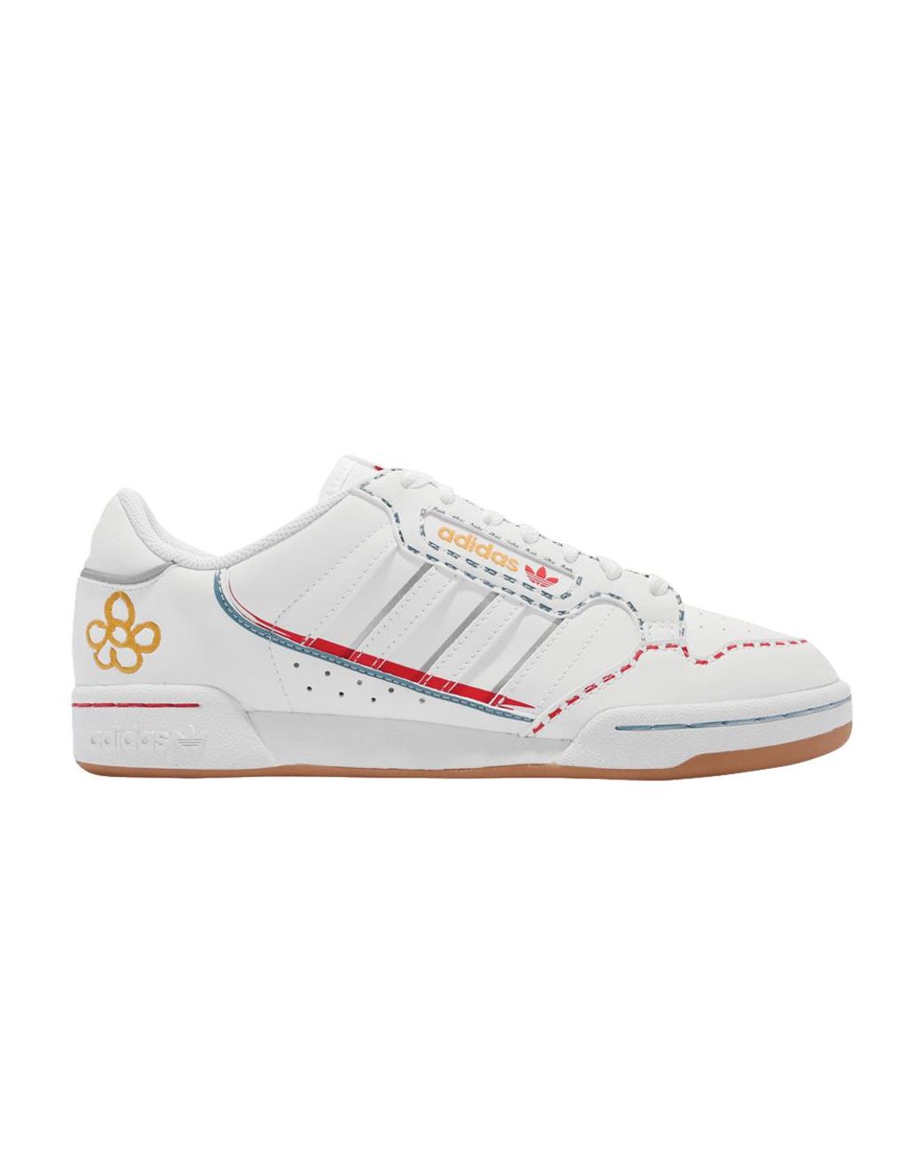 adidas Continental 80 Stripes 'embroidered Flower' in White for Men | Lyst