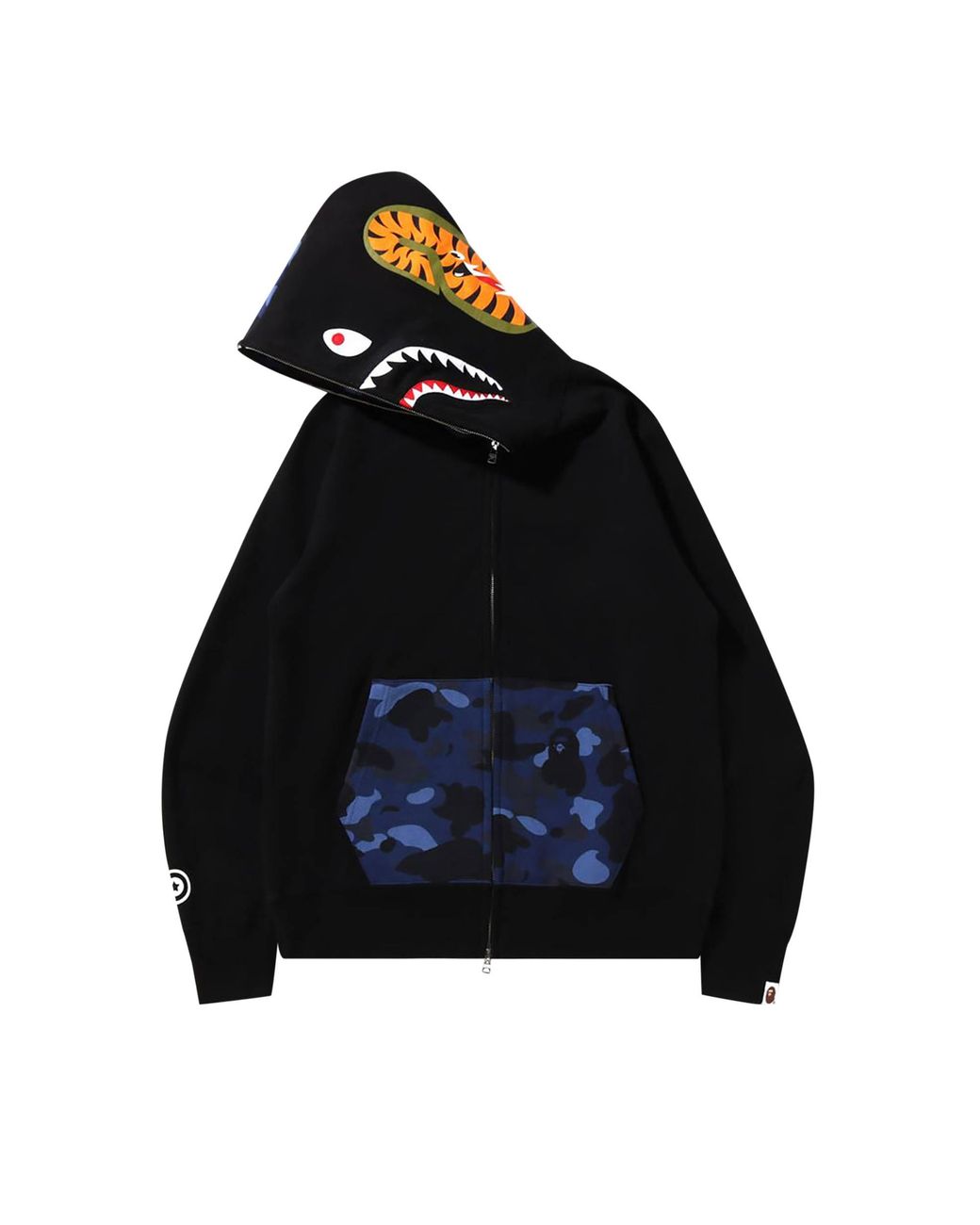 A Bathing Ape Color Camo Shark Full Zip Hoodie 'black/blue' for