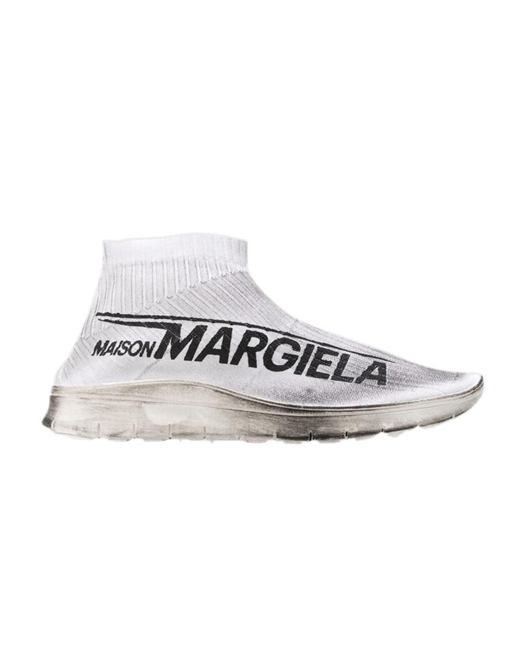 Maison Margiela Sock Runner 'dirty Logo' in White for Men | Lyst